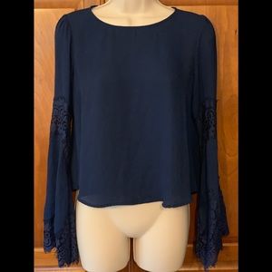 Forever 21 Navy Blue Dressy Blouse Top XS